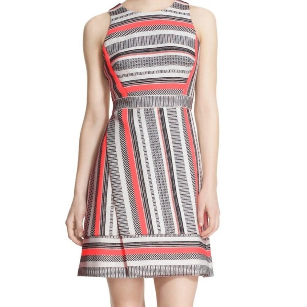 NWOT Kate Spade Ribbon Jacquard Flights of Fancy dress Neon Orange Stripe Size 2